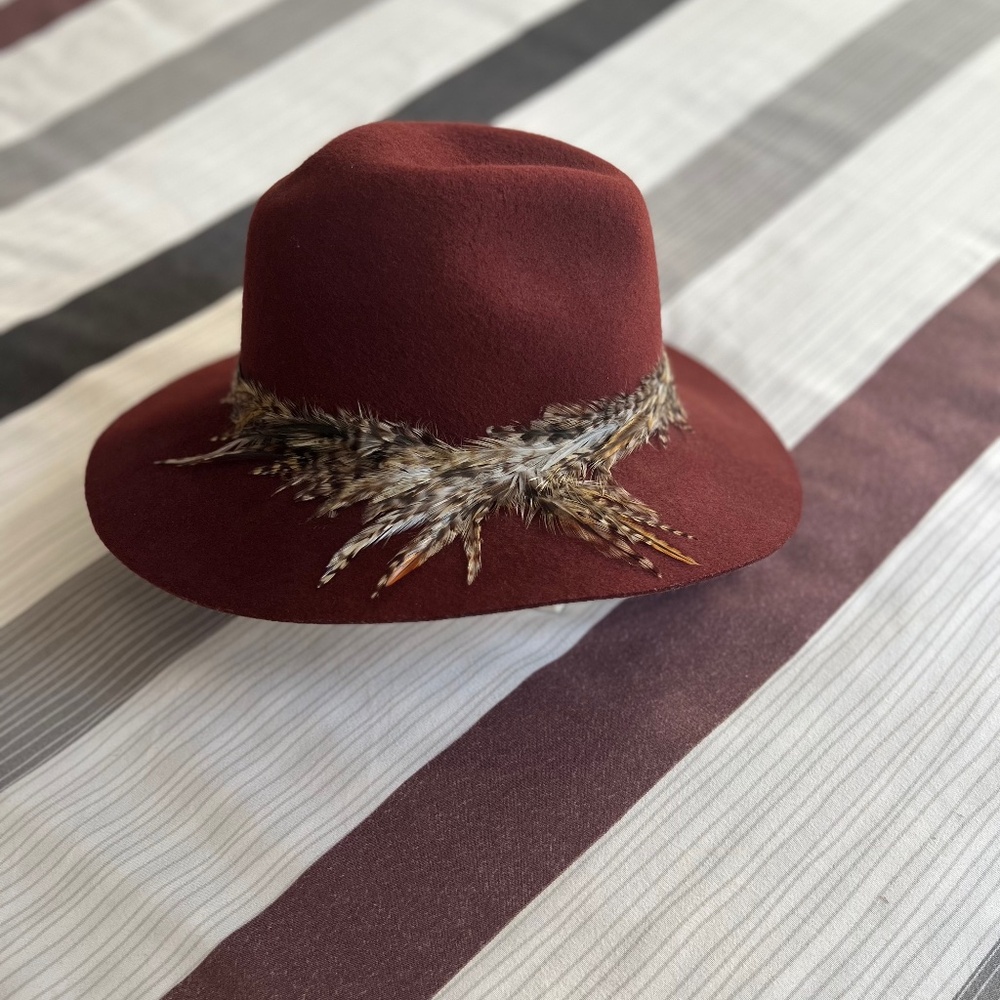 NWOT Eugenia Kim Georgina Feather-trimmed Wool Fedora Hat